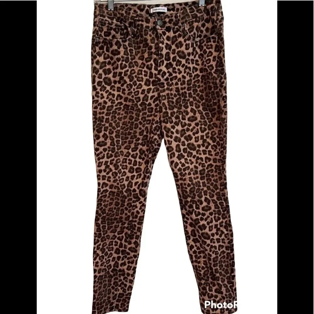 Good American Leopard Print Jeans Brown Size 28 High Rise Good Waist